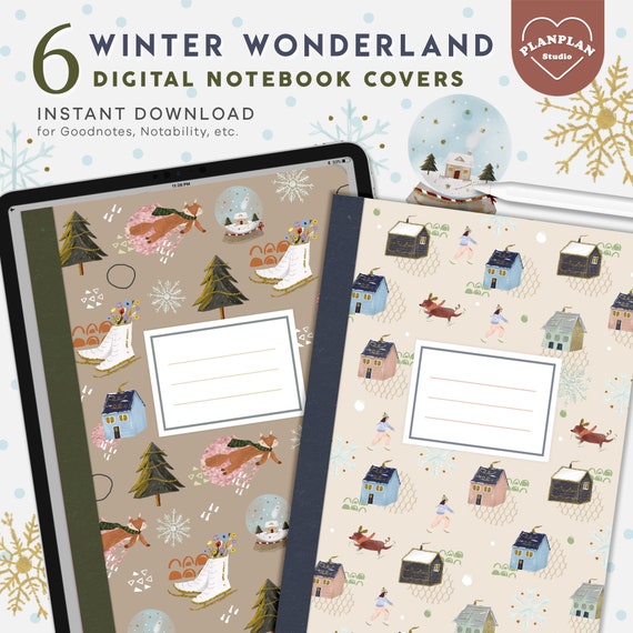 Winter Wonderland Digital Planner Cover, December Planner Digital Notebook Cover for GoodNotes Notability,  Christmas Subject Covers