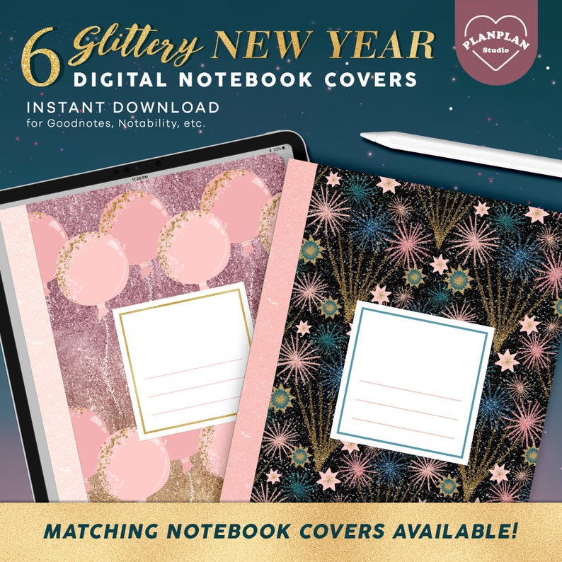 Glittery New Year Planner Stickers, Happy New Year Digital Stickers ...