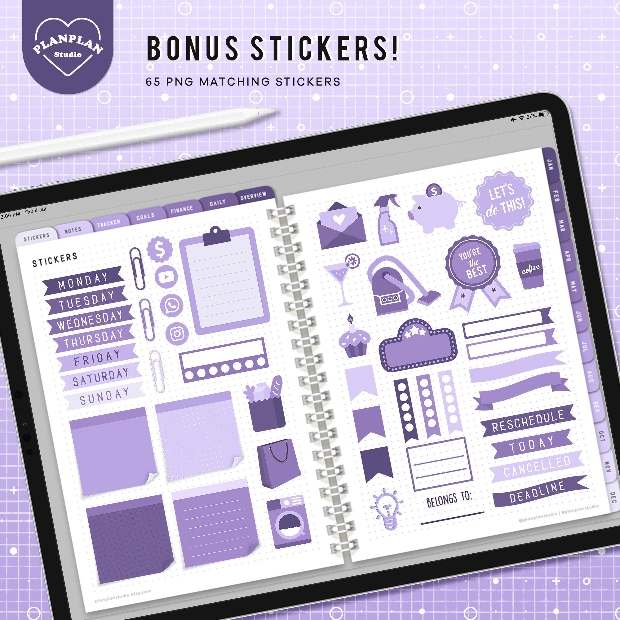 Basic Lilac Digital Planner Purple Lavender Color iPad | Etsy