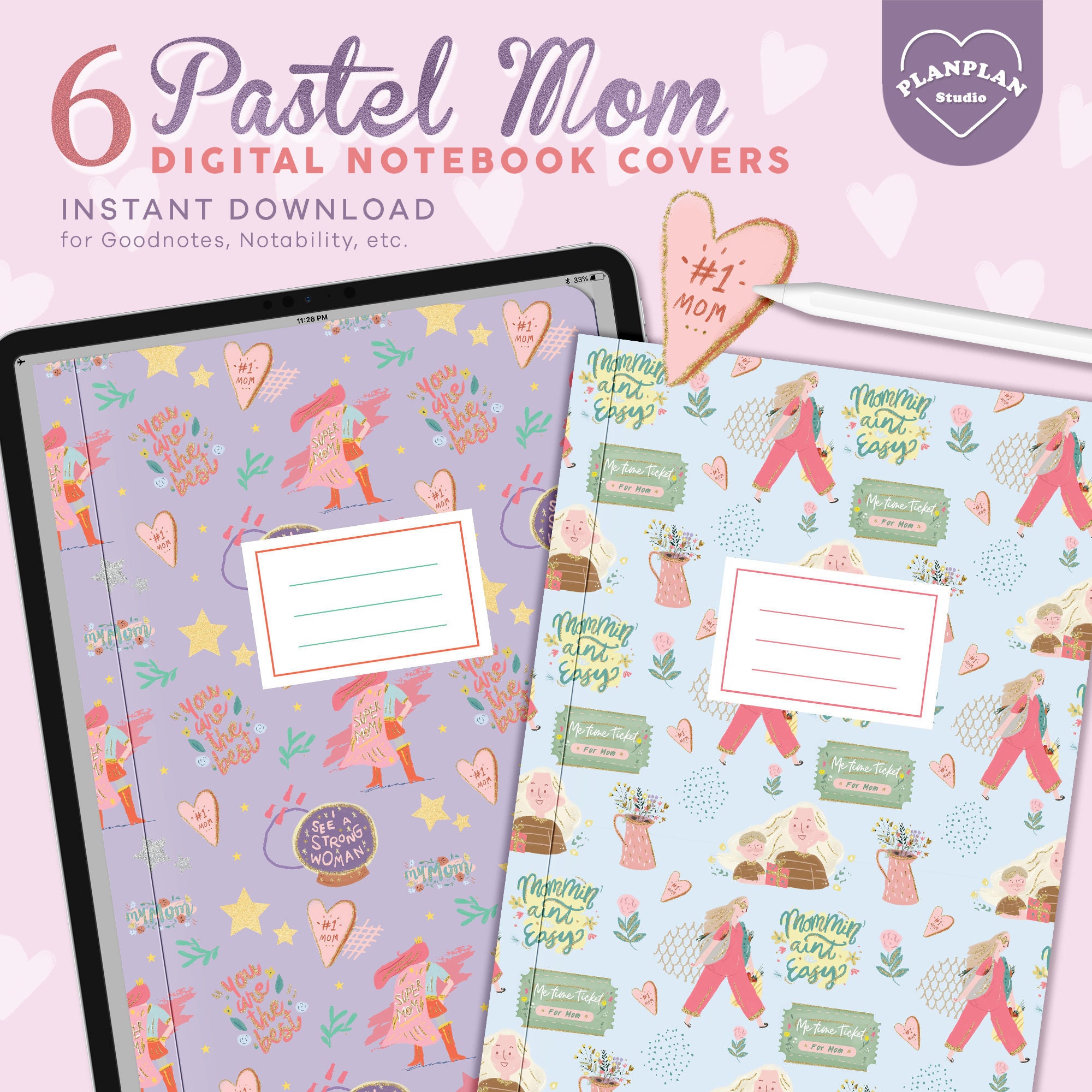 6 Digital Notebook Cover Template for GoodNotes Notability A4 Etsy