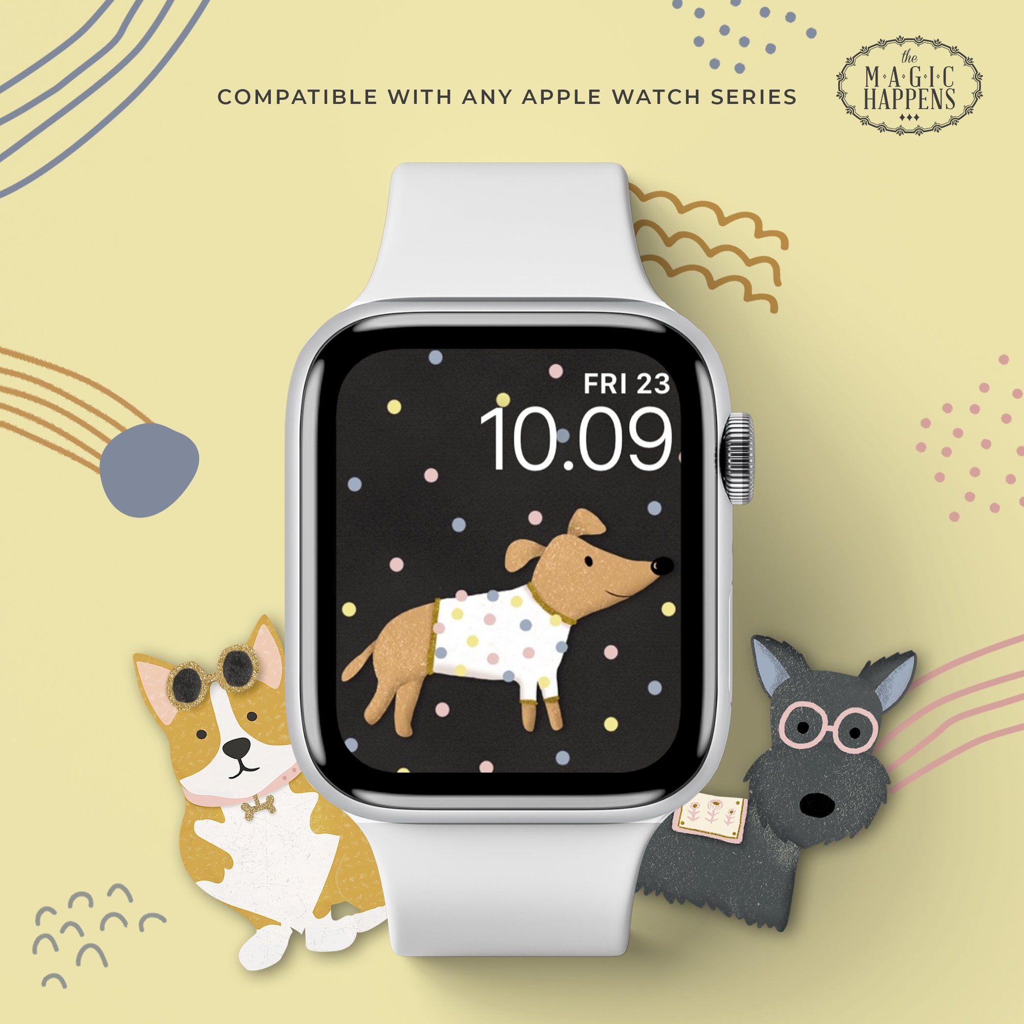 Apple Watchface Playful Dogs Apple Watch Wallpaper Cute Dogs Etsy