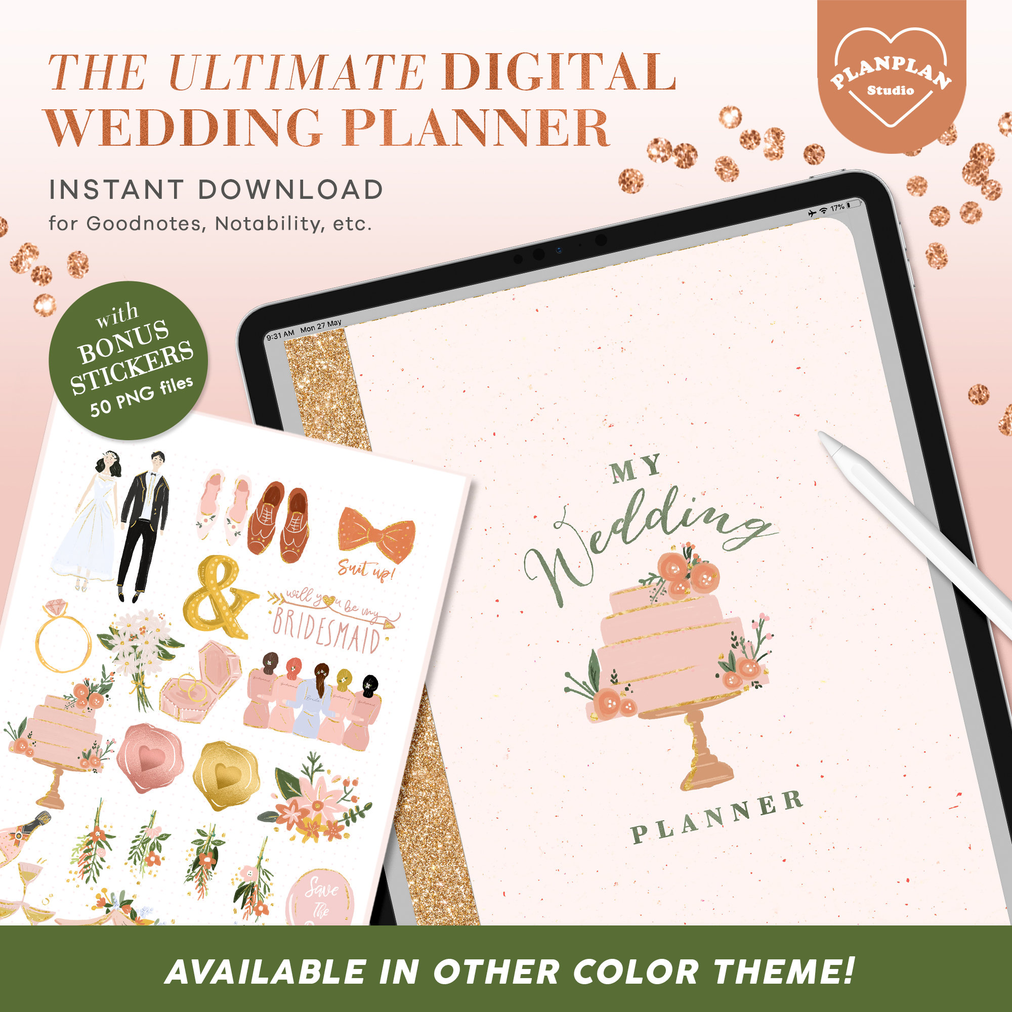 Tablet EUCALYPTUS For Bride Digital Wedding Planner iPad PDF Wedding Organizer Goodnotes Planner ...