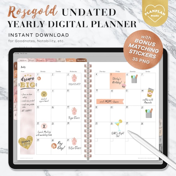 Digital Planner Ipad Planner Goodnotes Planner Rosegold Etsy