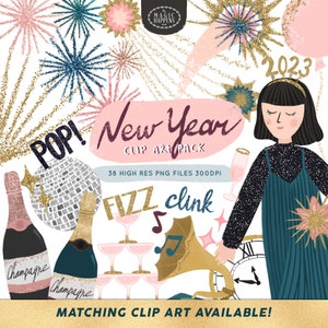 Glittery New Year Planner Stickers, Happy New Year Digital Stickers ...