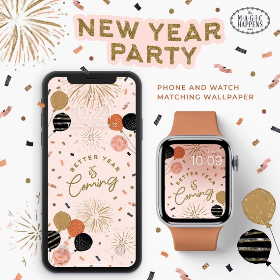 Apple Watch Wallpaper New Year, iPhone wallpaper Happy New Year's Party, Glittery Apple Watch Face Design, New Year Apple Wallpaper