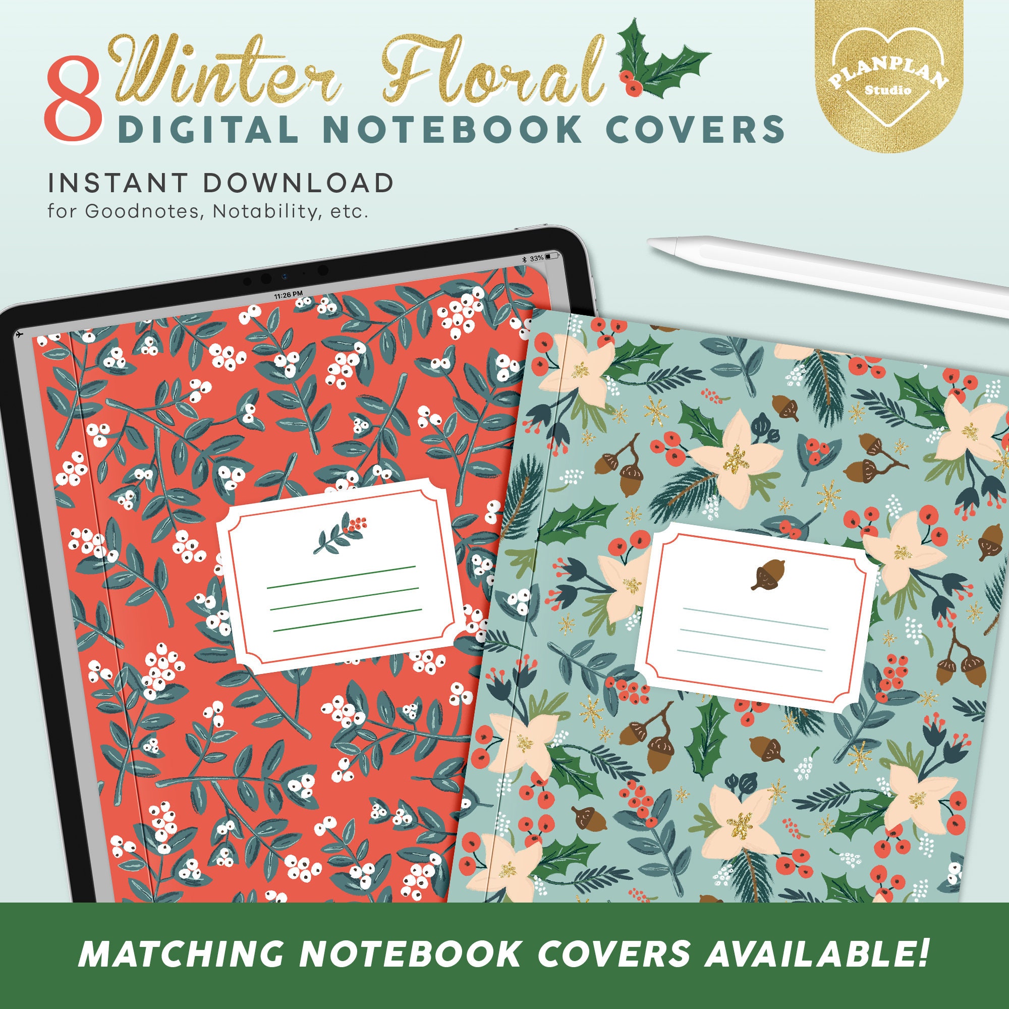 Christmas Digital Stickers for Goodnotes Winter Floral | Etsy