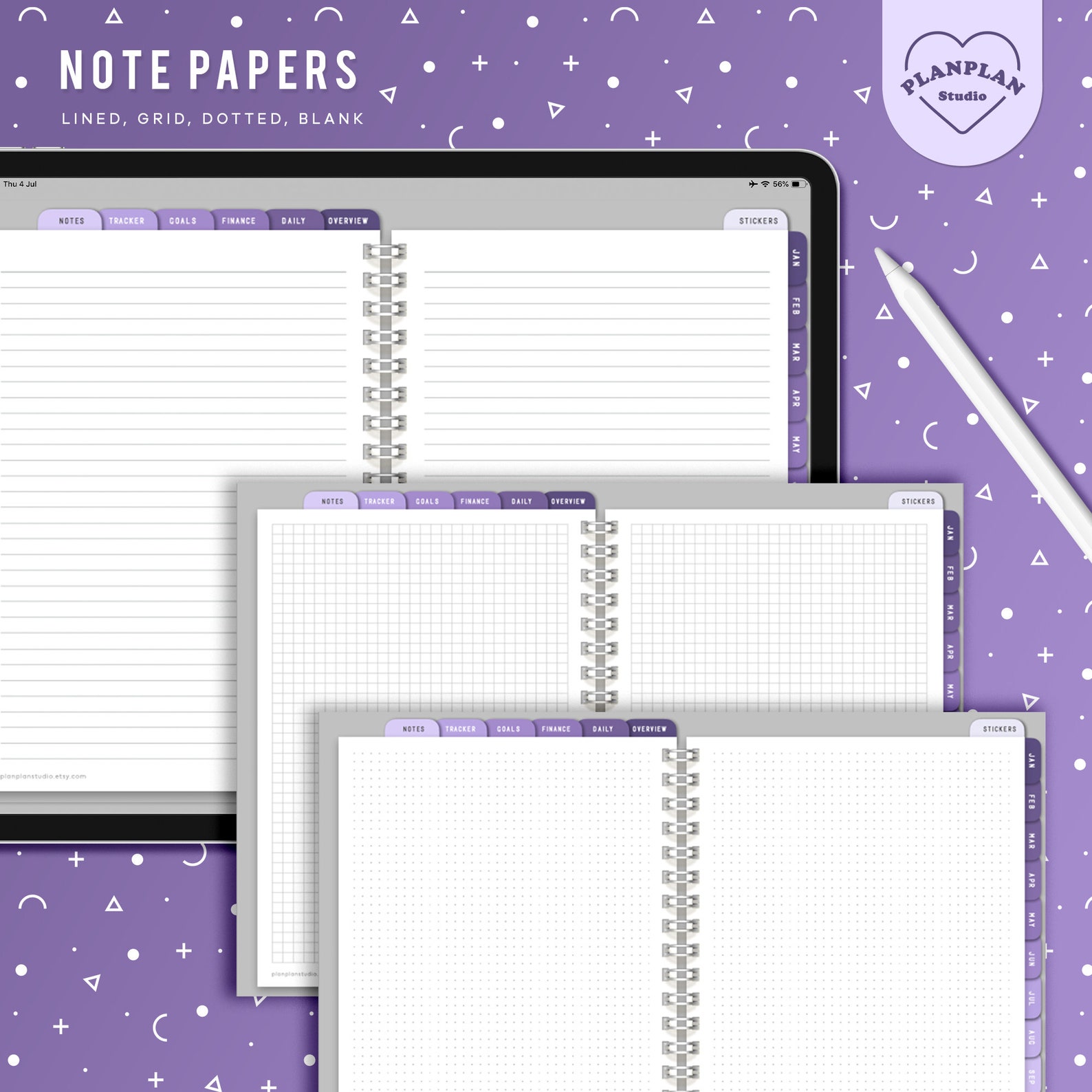 Basic Lilac Digital Planner, Purple Lavender Color iPad Planner ...