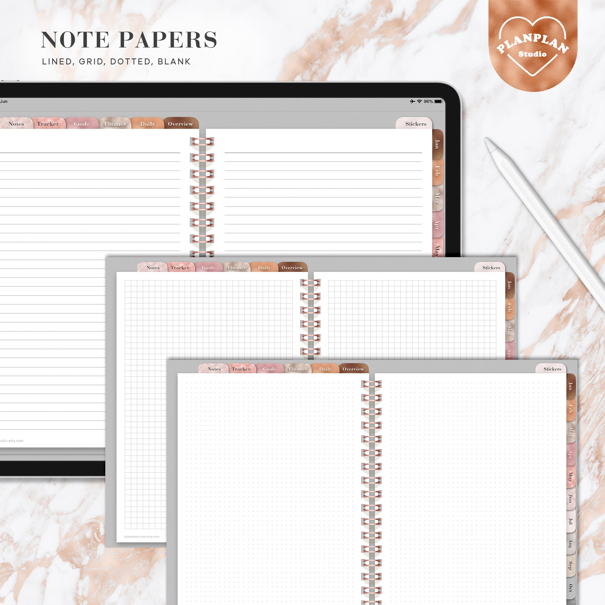 Digital Planner, iPad Planner, Goodnotes Planner, Rosegold Marble ...