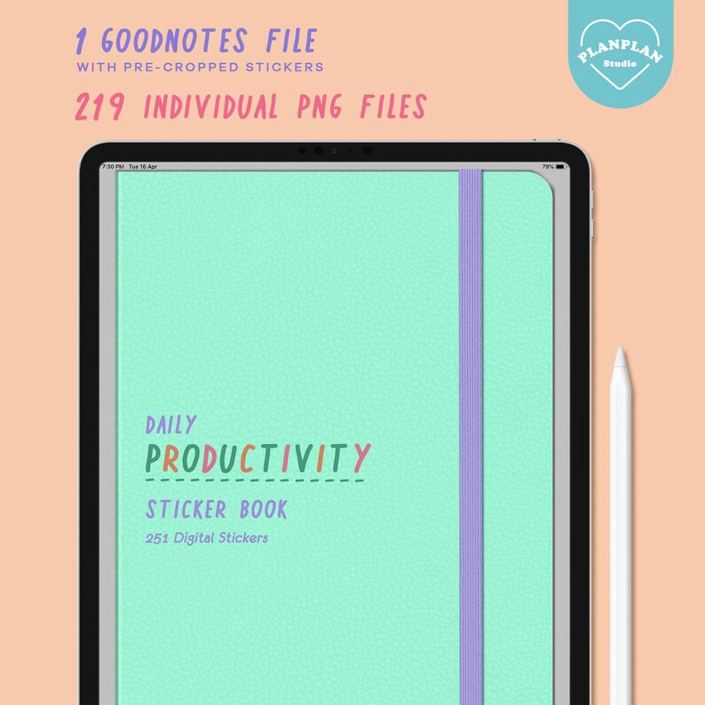 Daily Productivity Digital Planner Stickers for Goodnotes Etsy