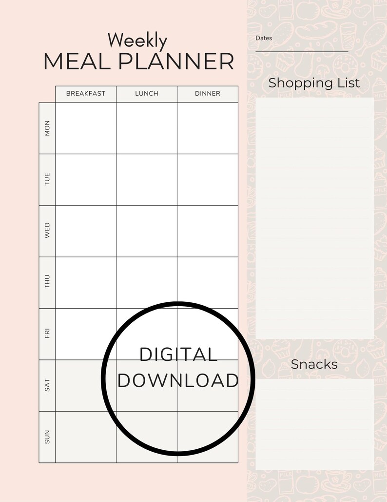 Canva Template Weekly Meal Plan - Household Template - Editable ...