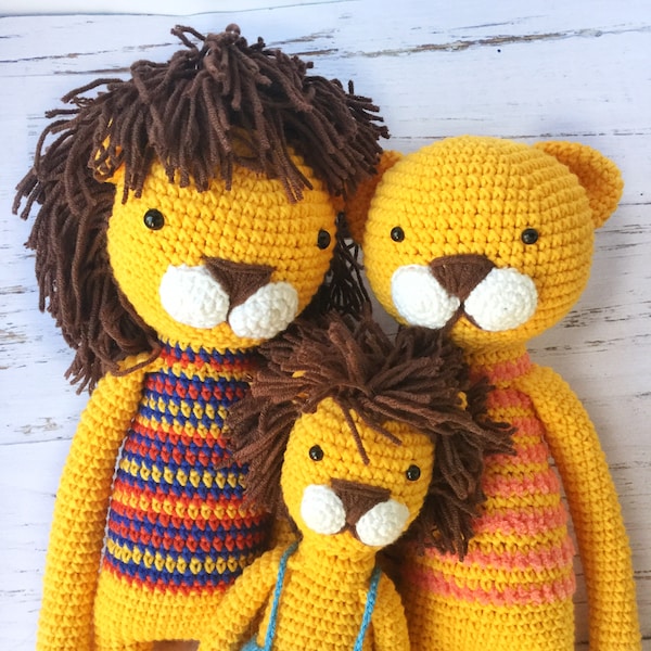 Yellow Lion cub Long Legs Toy Amigurumi Stuffed Animal Decor Safari Present Christmas Gift Baby Toys Handmade Jungle