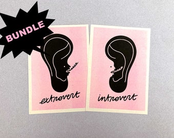 2 PRINTS BUNDLE - Introvert/Extrovert - Risograph prints