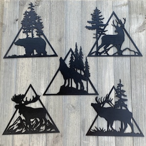 Animal Scene Metal Sign Cutouts - Powder Coated Metal Wilderness Scene Signs - A Stunning and Majestic 5 Pack Addition to Your Home Decor!