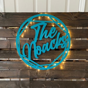 Personalized Family Name Monogram - Custom Geometric Name Sign - Personalized Powder Coated Metal Sign with Modern Design - Last Name Sign