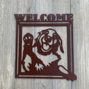 Golden Retriever Welcome Metal Sign Cutout - Welcome Goofy Golden Retriever Powder Coated Metal Wall Art - Dog Lover Home Decor