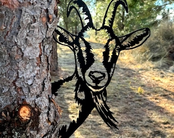 MTFun Farm Peeping Goat Chicken Metal Art Ornaments Garden Outdoor Wall Mounted Ornaments