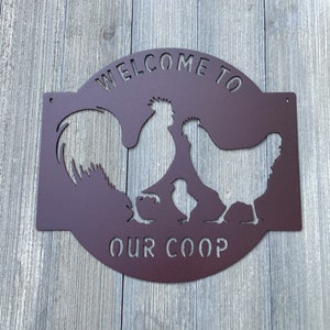 Welcome To Our Coop Metal Sign Cutout - Vintage-Inspired Powder Coated Metal Sign - Farmhouse Welcome Sign - Farmhouse Decor