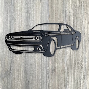 Dodge Challenger Metal Sign Cutout - Challenger Powder Coated Metal Sign - Bold Design for Car Enthusiasts