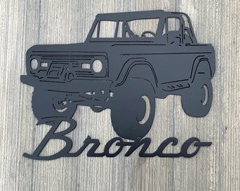 Bronco Metal Sign Cutout - Classic Bronco Powder Coated Metal Sign - Nostalgic Design for Car Enthusiasts