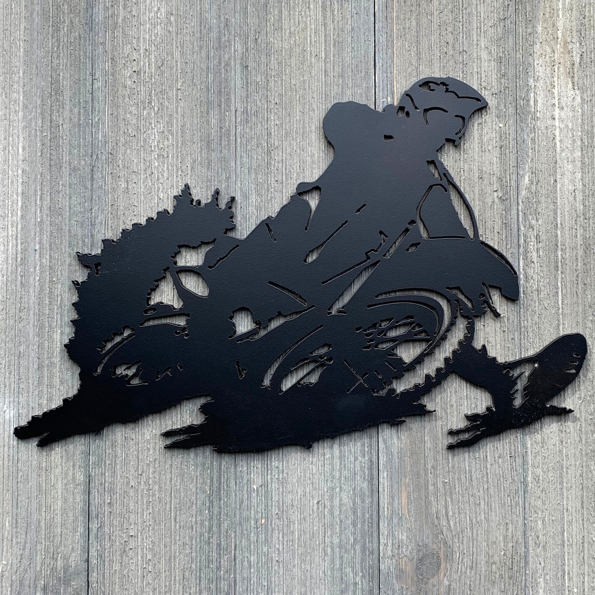 Dirt Bike Metal Sign Cutout - Powder Coated Metal Dirtbike Rider Sign ...