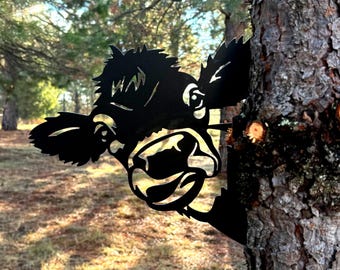 Peek-A-Boo Goofy Cow Metal Sign – Fun Farmyard Outdoor Décor - Silly Cow