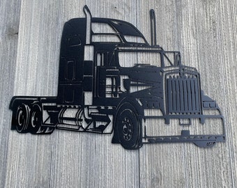 Semi Truck Metal Sign Cutout - Semi Truck Powder Coated Metal Sign - Realistic Design for Truck Enthusiasts