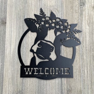 Cow Welcome Metal Sign Cutout - Welcome Cow Powder Coated Metal Wall Art - Farmhouse Home Decor