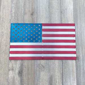 American Flag Metal Sign Cutout - Striking and Durable American Flag Powder Coated Metal Sign - Patriotic Decor - Metal USA Flag