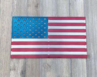 American Flag Metal Sign Cutout - Striking and Durable American Flag Powder Coated Metal Sign - Patriotic Decor - Metal USA Flag