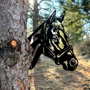 Peek-A-Boo Horse Metal Sign - Mountable Rustic Farm & Garden Decor