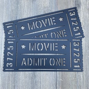 Admit One: Metal Sign Cutout with Movie Tickets – Perfect Home Theater Decor - Movie Night