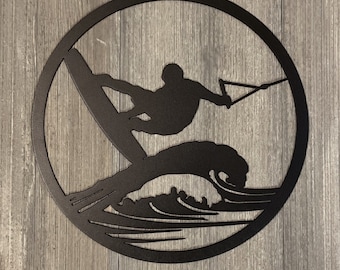 Plaque métallique découpée pour wakeboard - Cadeau pour wakeboarder
