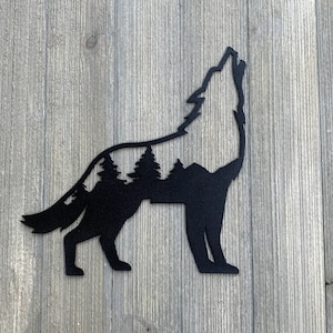 Wolf Body Scene Metal Sign Cutout - Powder Coated Metal Wolf Howling Sign - A Stunning and Majestic Addition to Your Home Decor!