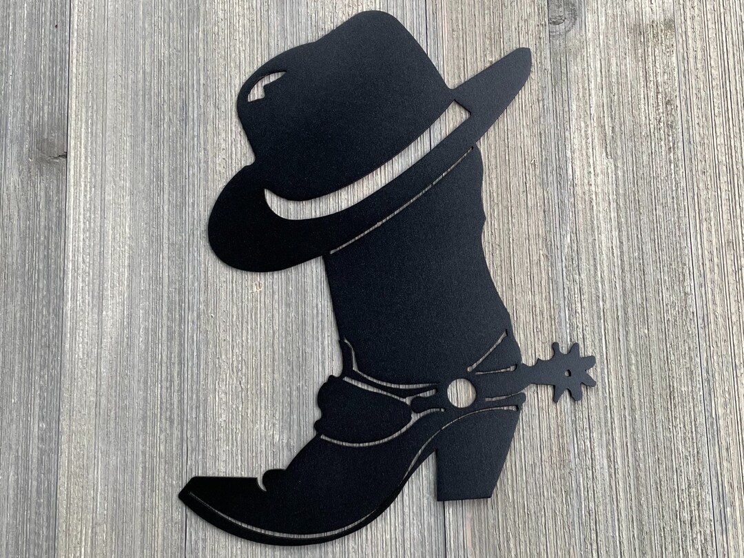 Boot and Hat Metal Sign Cutout - Rustic Western Cowboy Boot and Hat ...