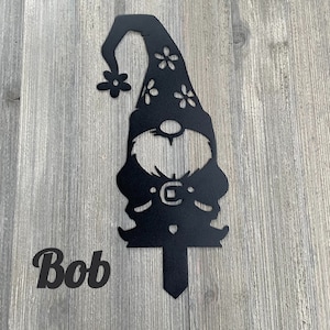 Gnome Yard Stakes Metal Sign Cutout - Metal Garden Gnomes Powder Coated Metal Signs - Set of 5 or Individual Options - Yard Decor - Garden