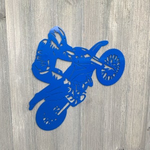 Dirtbike Wheelie Metal Sign Cutout - Custom Powder Coated Metal Dirt bike Wheelie Sign - The Ultimate Motocross Wall Art!