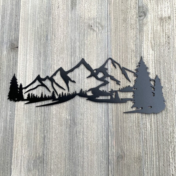 Mountain Silhouette Metal Sign Cutout - Powder Coated Metal Mountain Landscape Sign - A Stunning and Majestic Addition to Your Home Decor!