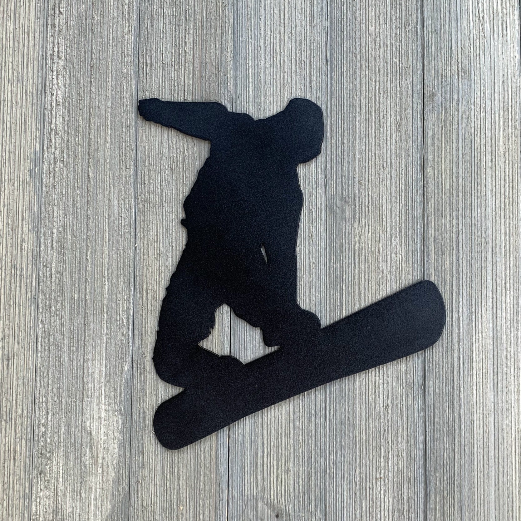 Snowboarder Metal Sign Cutout- Patronizable - Silhouette Snowboarder Metal Sign