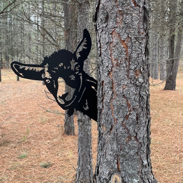 Goat Peek-A-Boo Metal Sign