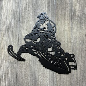 Snowmobile with Rider Metal Sign – Adventure Wall Art