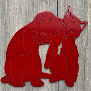 Dog and Cat Metal Sign Cutout - Celebrate the Special Bond Between Dogs and Cats: A Stunning Powder Coated Metal Sign