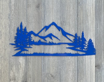 Lake Scene Metal Sign Cutout - Mountain Lake Scene Powder Coated Metal Sign - A Great Addition to Any Space!