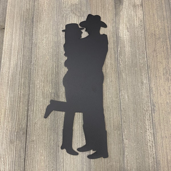 Western Romance: Metal Cowboy and Cowgirl Dance Sign