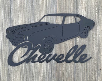 Chevelle Metal Sign Cutout - Chevelle Powder Coated Metal Sign - Nostalgic Design for Car Enthusiasts