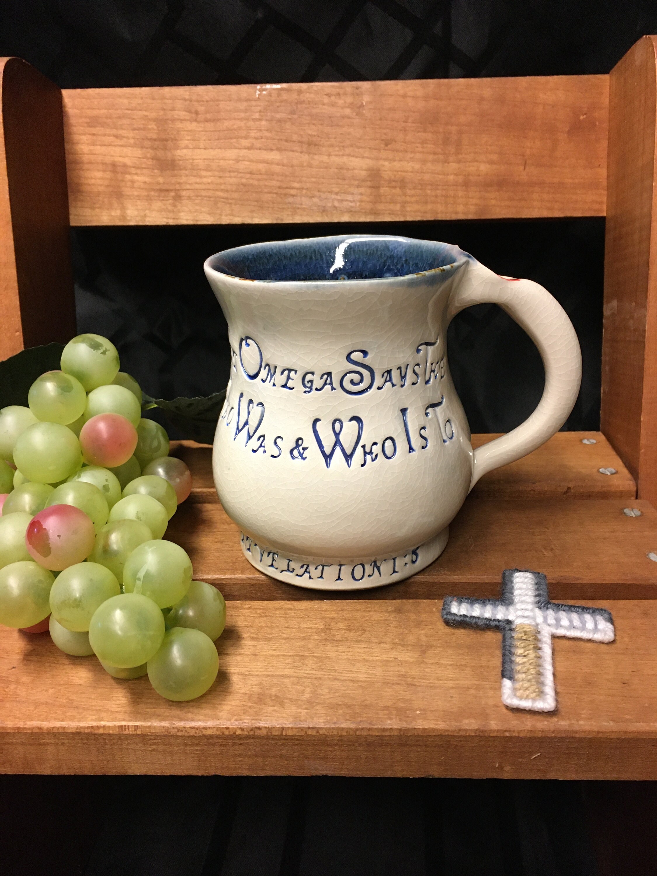 REVELATION 3:8-9 What he opens no one...A04 Pottery Mug Bible Verse Pottery Spiritual Gift Wedding Gift Anniversary Gift