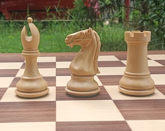 Heavily Weighted Centurian Chess Pieces in Ebony and Boxwood-4.0"