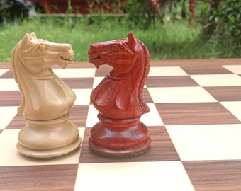 Hand made Centurian Chess Pieces in African Padauk and Boxwood- 4.0"