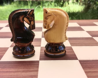 Handmade Mikhail Tal Chess Pieces: Burnt Boxwood Set (3.75")