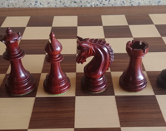 Sicilian Dragon Chess Set in African Padauk