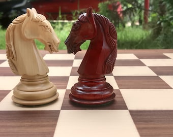 Hand made Gioachino Greco Luxury Chess Pieces in African Padauk and Boxwood - 4.5"
